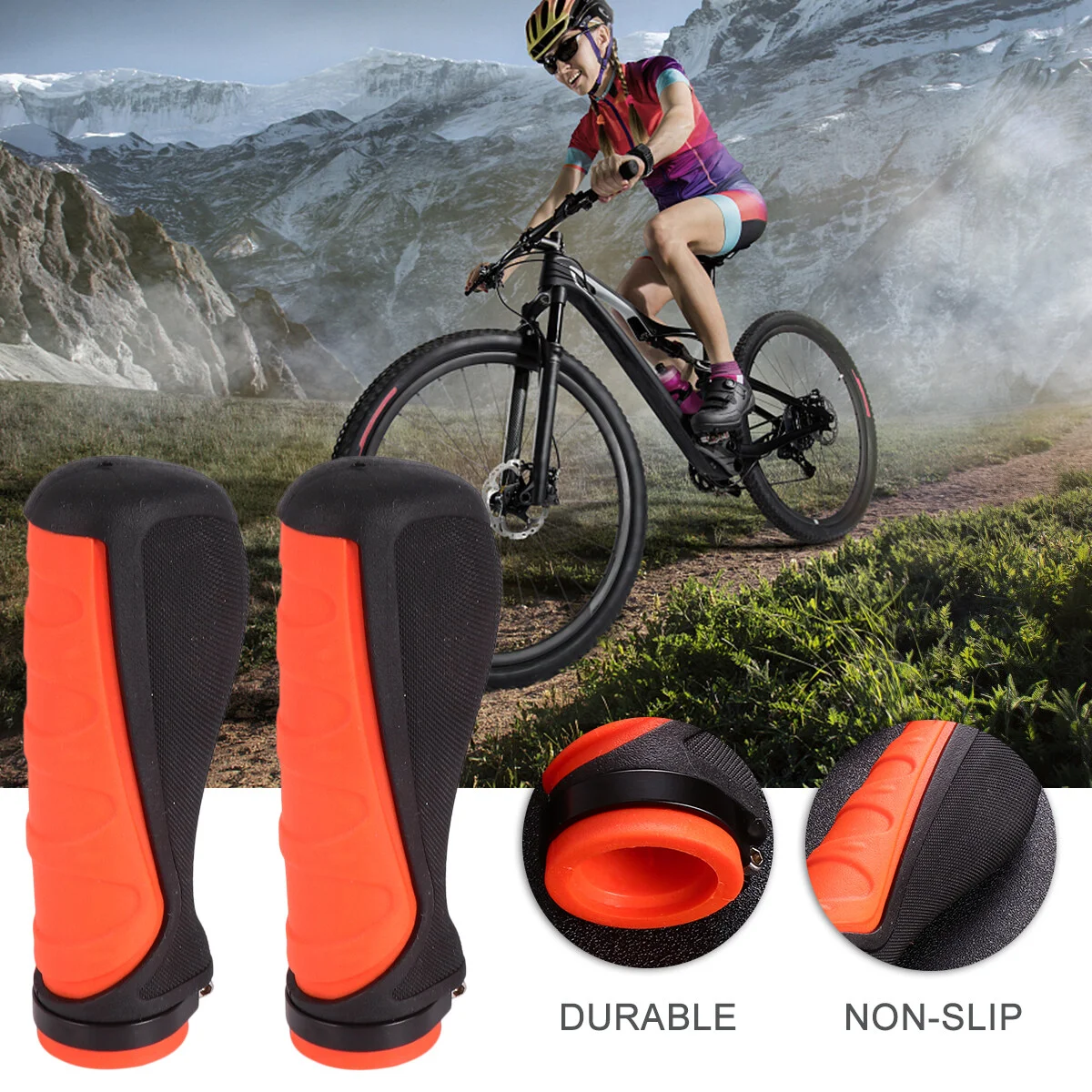 

2pcs Grips Handle Bar End Bike Handle Bike Rubber Motorcycle Grips for MTB Mountain Folding Bike