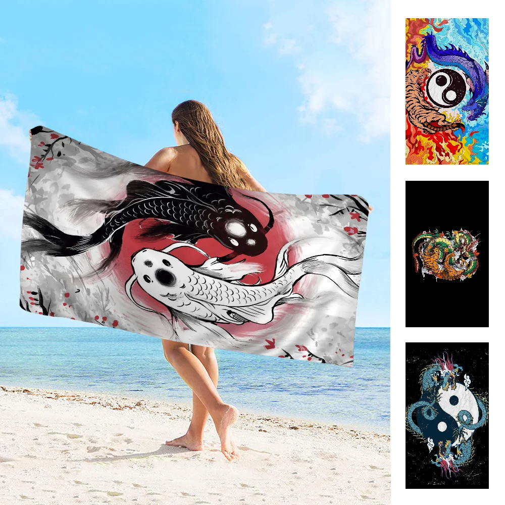 Пляжное Полотенце С Китайским Драконом В Стиле Аниме Мягкое Быстросохнущее