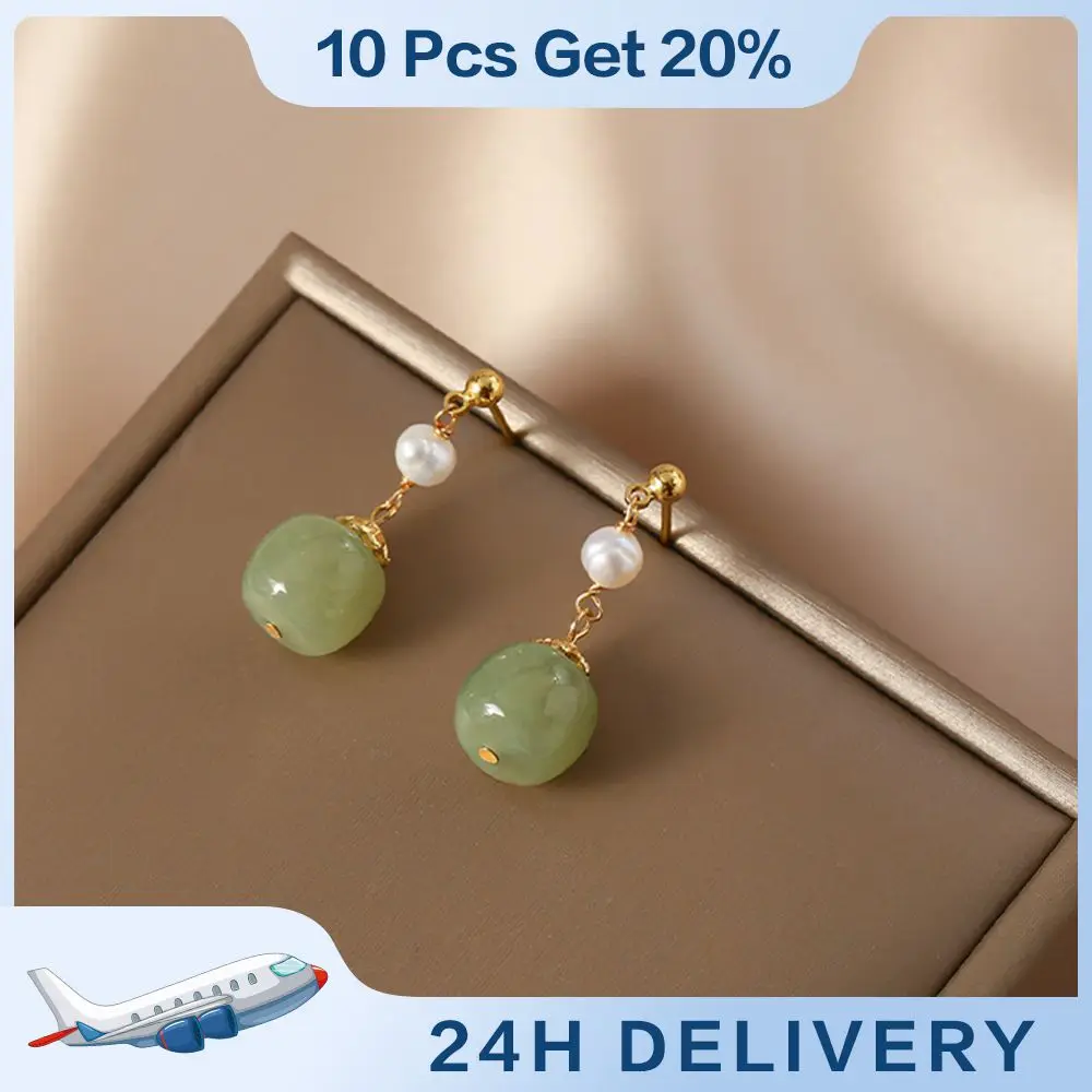 

Earrings Rare Hetian Jade Eco-friendly Fashion Inspired By Nature Natural Gem Jewelry Temperament Earrings Feminine Alloy Unique