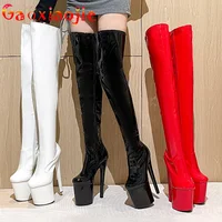 Long Boots Knee-High Boots Ultra High Heel 20CM Women Shoes Round Head Sexy Boots Thin Heel Pipe Dance Shoes Fashion Platform
