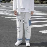 autumn korean version of jeans graffiti loose straight mens pant trend design fashion cargo casual pants men comfort clothes