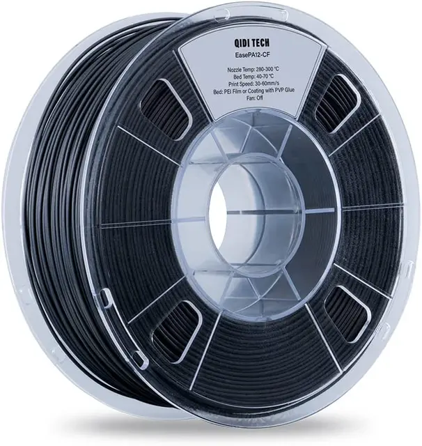 QIDI TECH Carbon Fiber Filled Nylon Filament PA12-CF1.75mm Black 1Kg Spool 3D Printing Filament for 3D Printer 1