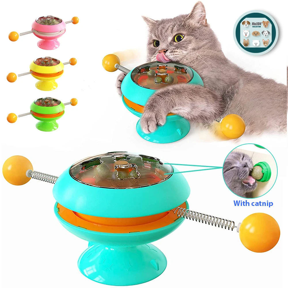 

Cat Interactive Toys Windmill Rotating Balls With Catnip Turntable Training Game Toy Funny Slow Feeder Cat Kitten Supply