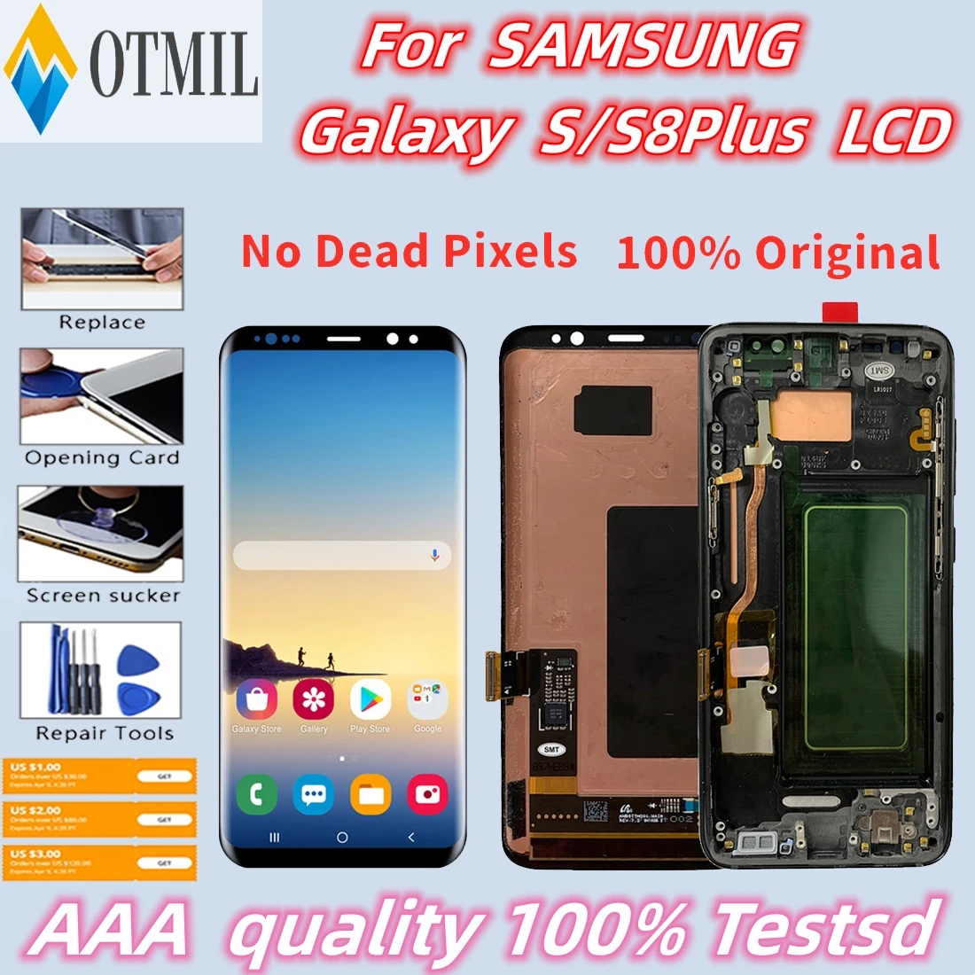 100% оригинальный Samsung Galaxy S8 ЖК-дисплей для S8 G950 G950F сенсорный экран для Galaxy S8Plus S8 + G955 G955F Замена дисплея