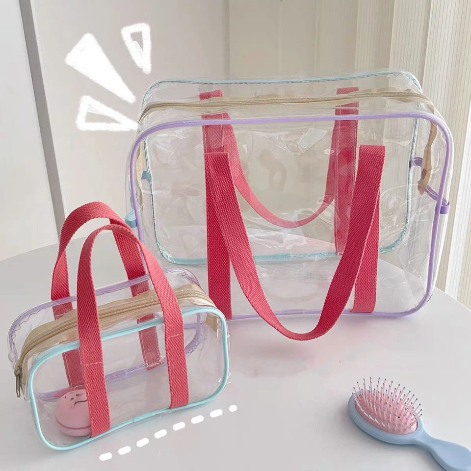 Travel PVC Cosmetic Bags Women Transparent Clear Zipper Makeup Bags Organizer Bath Wash Bag Make Up Tote Handbags Case