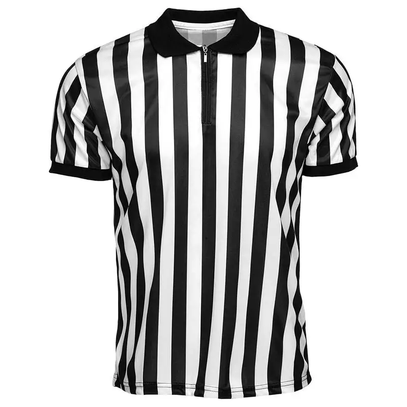 

Striped Referee Shirt Black White Collared T Shirt Machine Washable Sports Clothes Striped Shirt For Women Men Adults