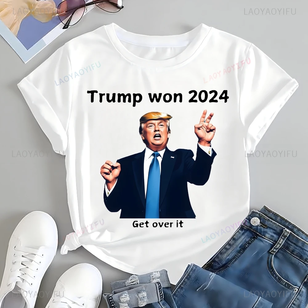 Трамп Won 2024Соберите больше. Футболка с принтом Топ Trump Neutral Trend Harajuku Рубашка