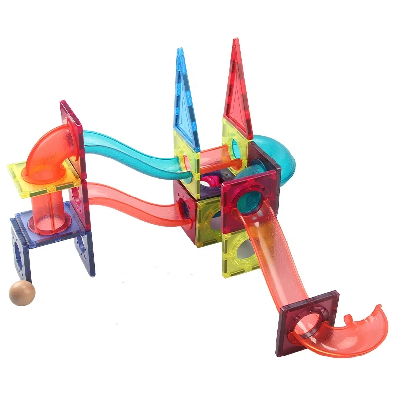

64 piece STEM Magnetic Building Block Toys Car Race Track Marble Run Tile for Kids