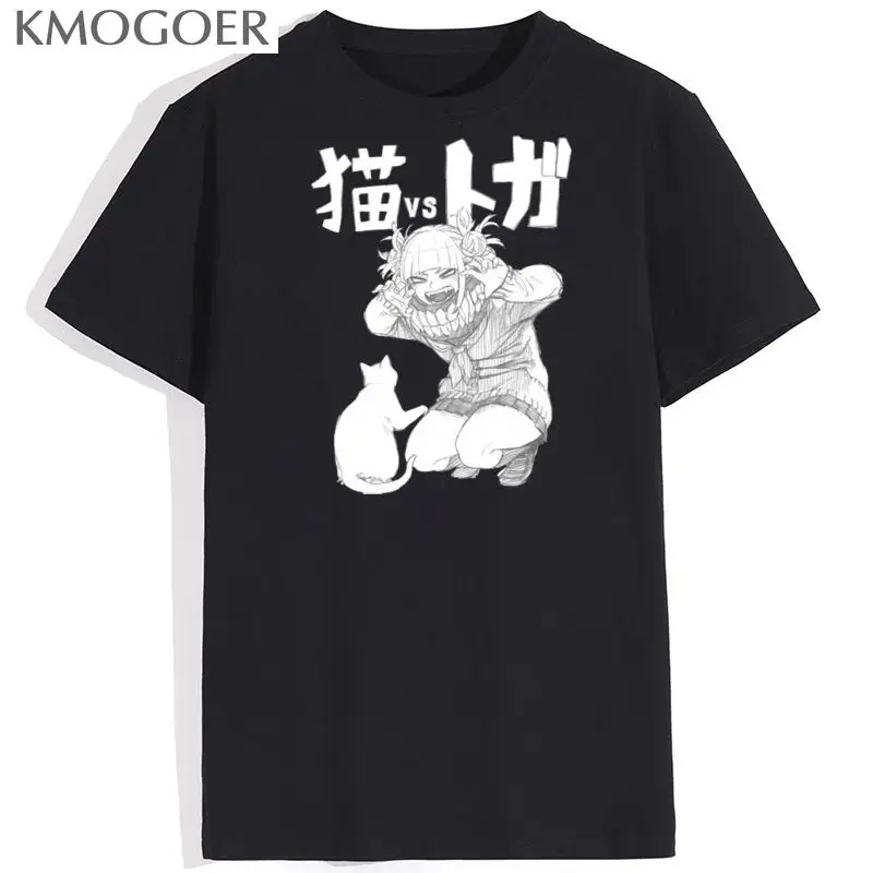 

Футболка химико Тога My Hero моя геройская академия, мужские футболки из 100% хлопка, винтажные летние топы с коротким рукавом и принтом аниме