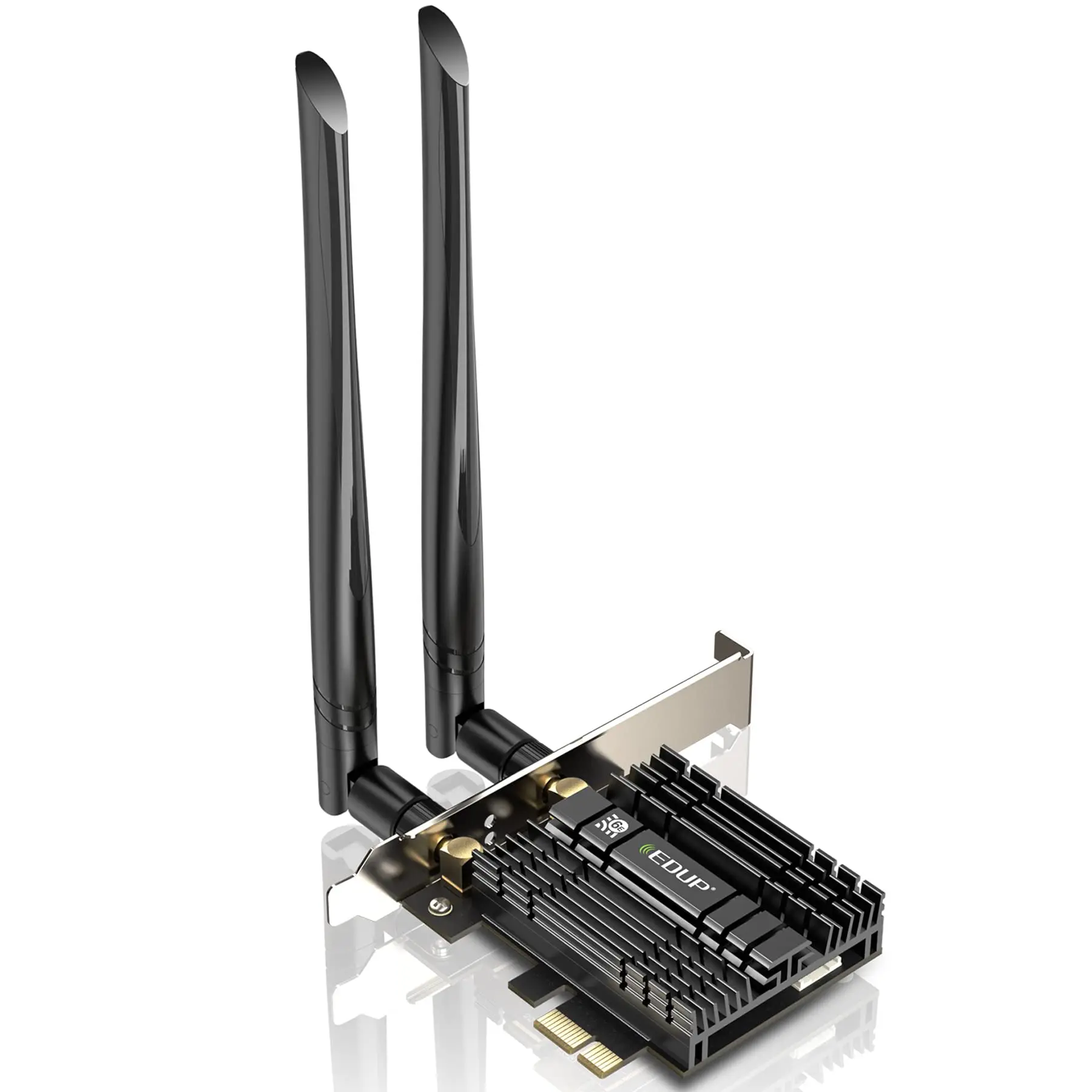 

PCIe WiFi 6E Card AX210 Bluetooth 5.2 AX5400M 802.11ax 6G/5.8G/2.4GHz Heat Sink 6dBi Antenna PCI-E Wireless Network Cards