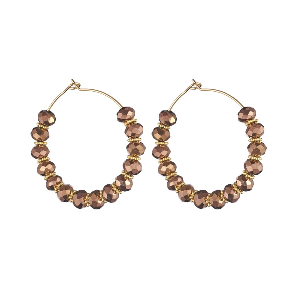 

Серьги-кольца из бисера и стекла, 2 пары