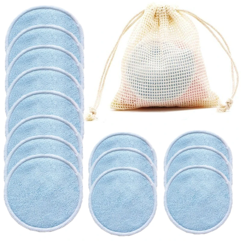 

12pcs/Bag Reusable Bamboo Makeup Remover Pads Washable Rounds Cleansing Facial Cotton Make Up Removal Pads Tool