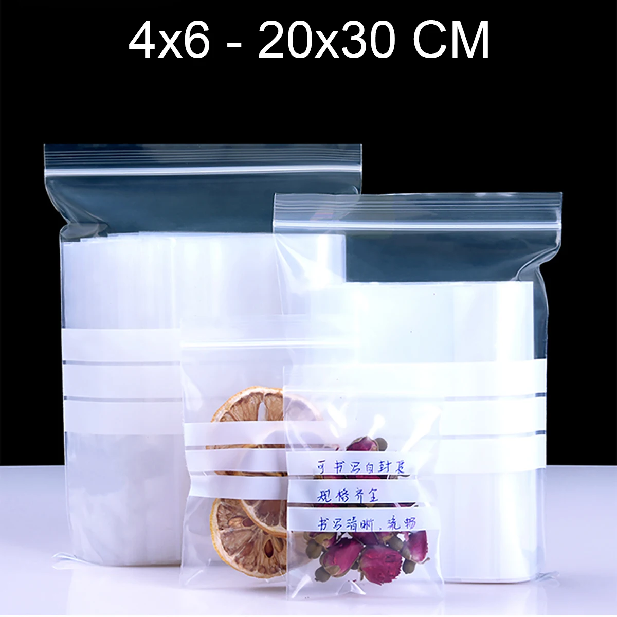 

100Pcs 4x6-20x30cm Thickness 0.16mm Writeable Bag High Transparent Ziplock Bag Pills Transparent Sealed Bag Sample Bag