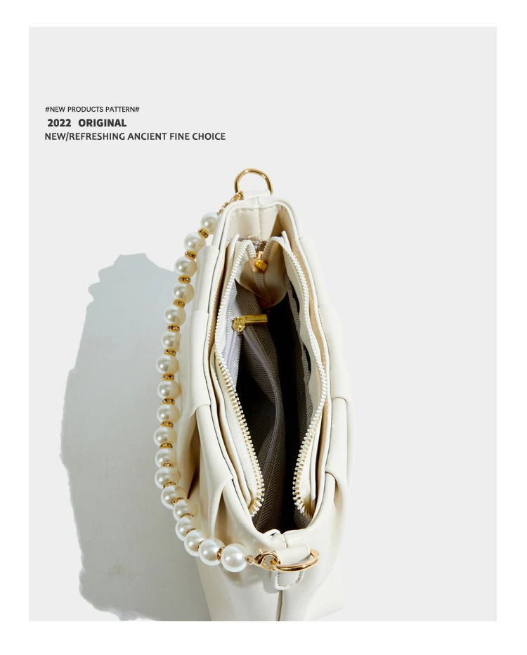 Elmsk 2022 French Style Office Lady Casual Candy Color Bag Women Fashion Pearls Single Shoulder Bag