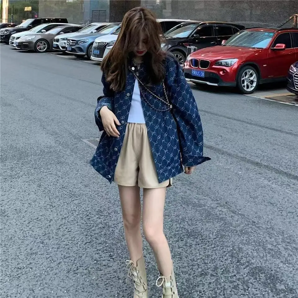 

Printed Denim Jacket Women's loose 2022 new shirt sunscreen clothes thin jacket denim fashion brand high quality women clothes