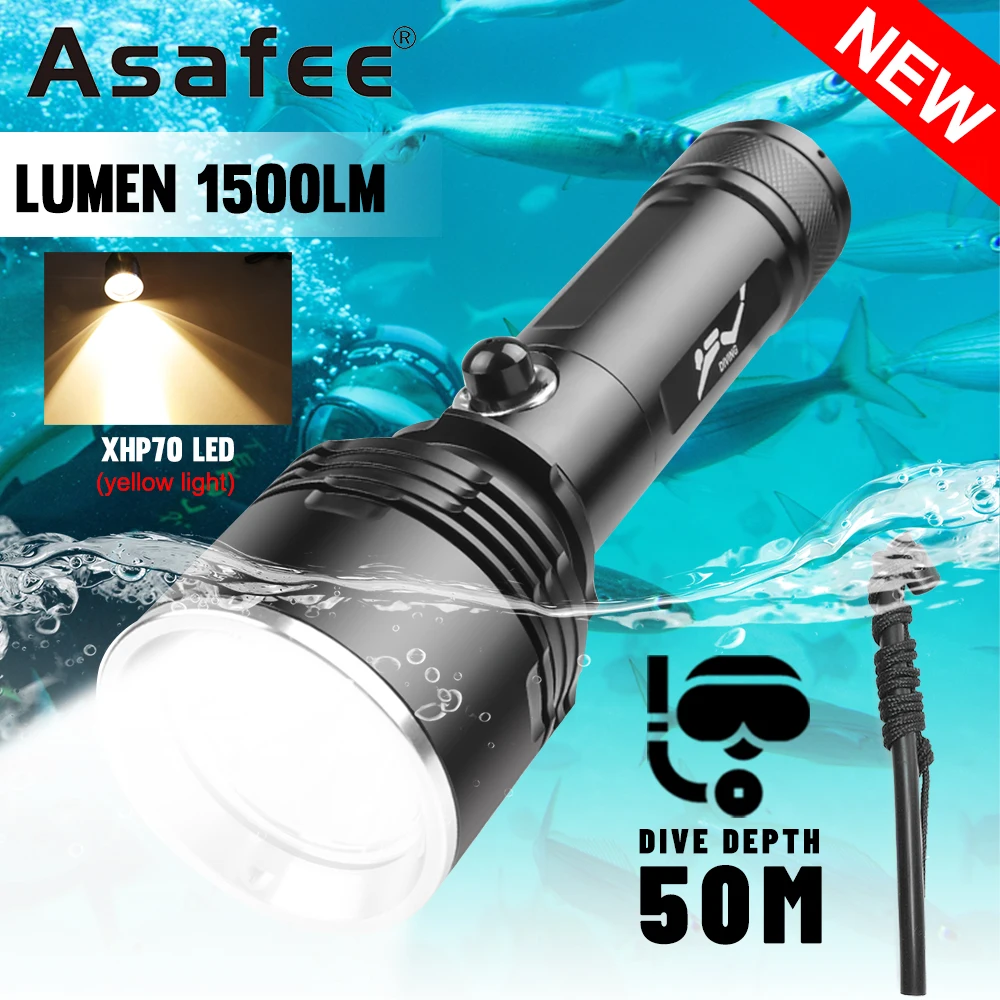 

Фонарик Asafee D617 желтого цвета, яркий, 300 лм, XHP70