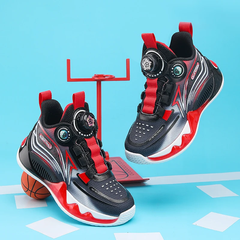 

Autumn children's rotating buckle children's sports fashion trend basketball shoes, boys and girls the same sports basketball sh