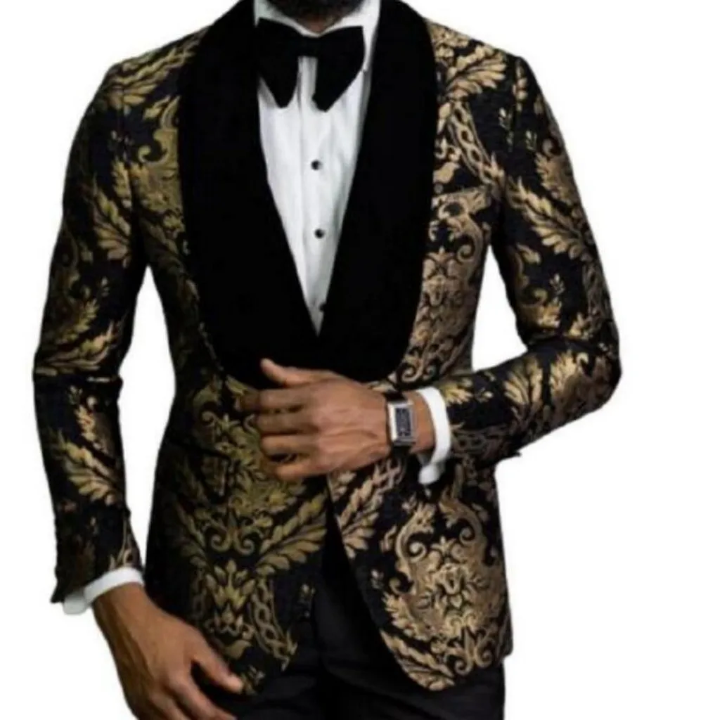 

2 Piece Suits Velvet Shawl Lapel Groom Tuxedo for Wedding Prom Male Fashion Costume