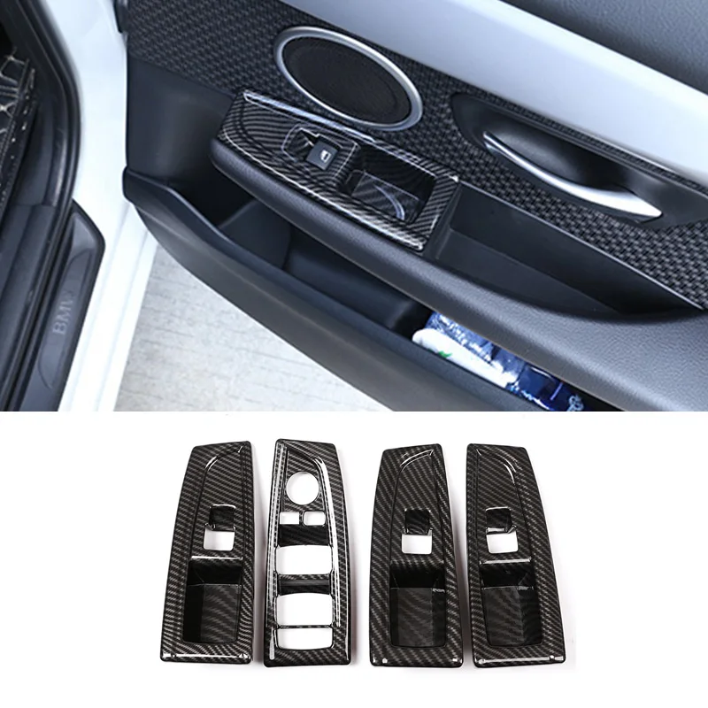 

For BMW 2 Series Wagon F45 F46 16-19 Carbon Fiber Color Door Armrest Window Lift Frame Trim Car Interior Accessories
