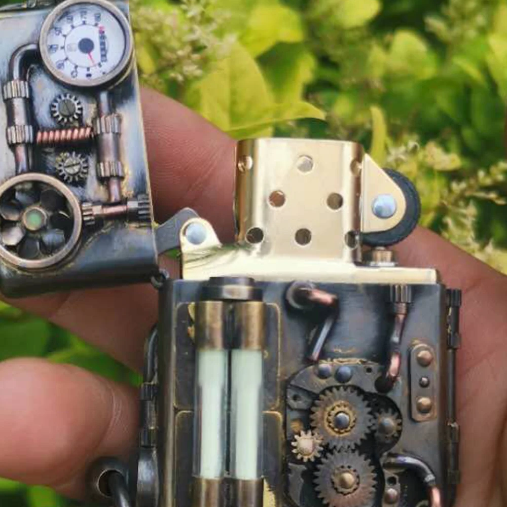 

Handmade Creative Personality Vintage Steampunk Mechanical Gear Wheel Linkage Kerosene Lighter To Send Boyfriend