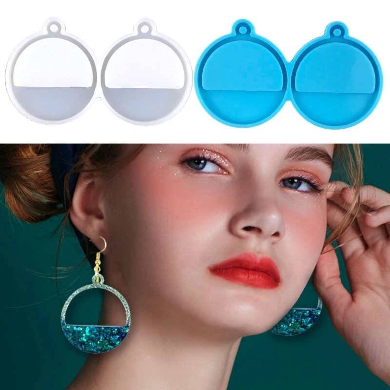 

R3MC Round Shaped Earring Mold Silicone Necklace Pendant Handmade Mould for DIY Women Girls Jewelry Making Crafts Gift
