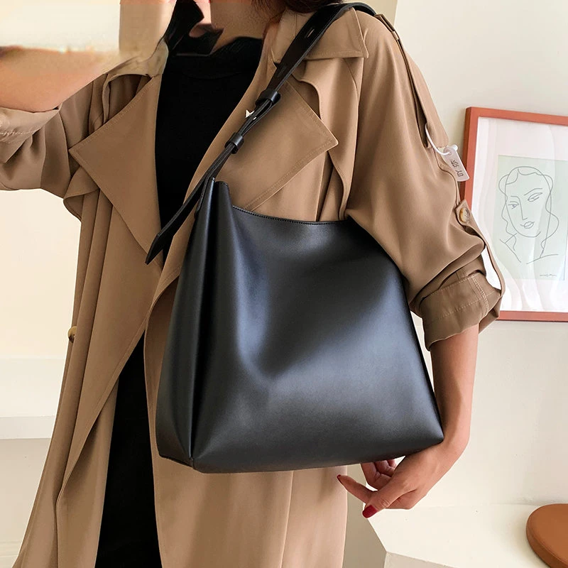 

Модная кожаная сумка-мешок через плечо для женщин, новинка 2023, Женские Простые вместительные сумки, женская сумка-тоут, сумка-шоппер