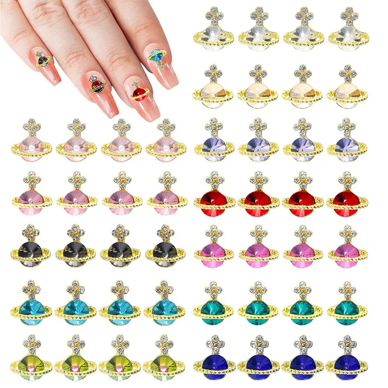 

2022 Luxury Nail Art Charm 3D Alloy Crystal Rhinestone Planet Nail Art Diamonds Jewelry Luxury DIY Manciure Metal Nail Supplies