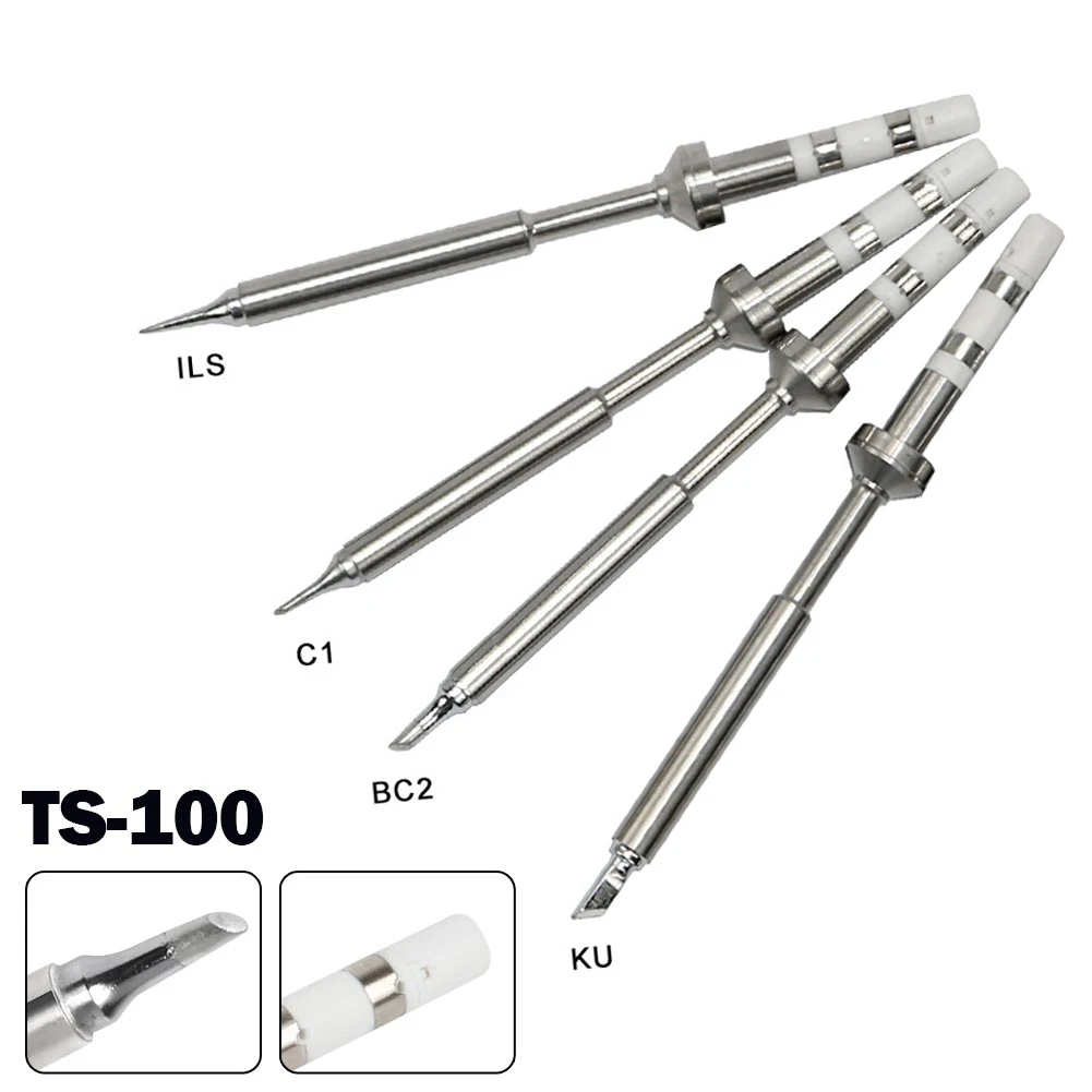 

High Quality 4pcs Brand New Home Soldering Iron Tips Silver TS-BC2 TS-C1 TS-ILS TS-KU Copper/iron Electric Solding