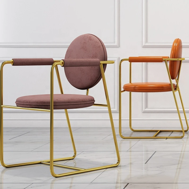 

nordic velvet or leather modern luxury dining chairs with Gold metal legs for dining room furniture