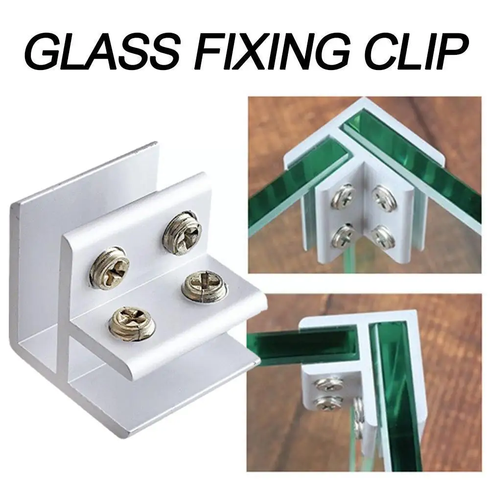 

Glass Fixing Clip Glass Clamp Glass Board Double Sides Style L Clips Glass Shelves Bracket Clamps Degrees Support Aluminum Y5x0