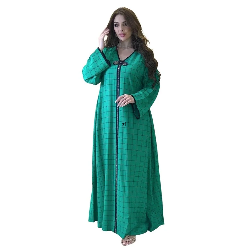 Morocco Muslim Dress Women Abaya Kaftans Plaid Elegant  Evening Dresses for Woman Dubai Turkey Islam Long Dress Robe Femme 2022