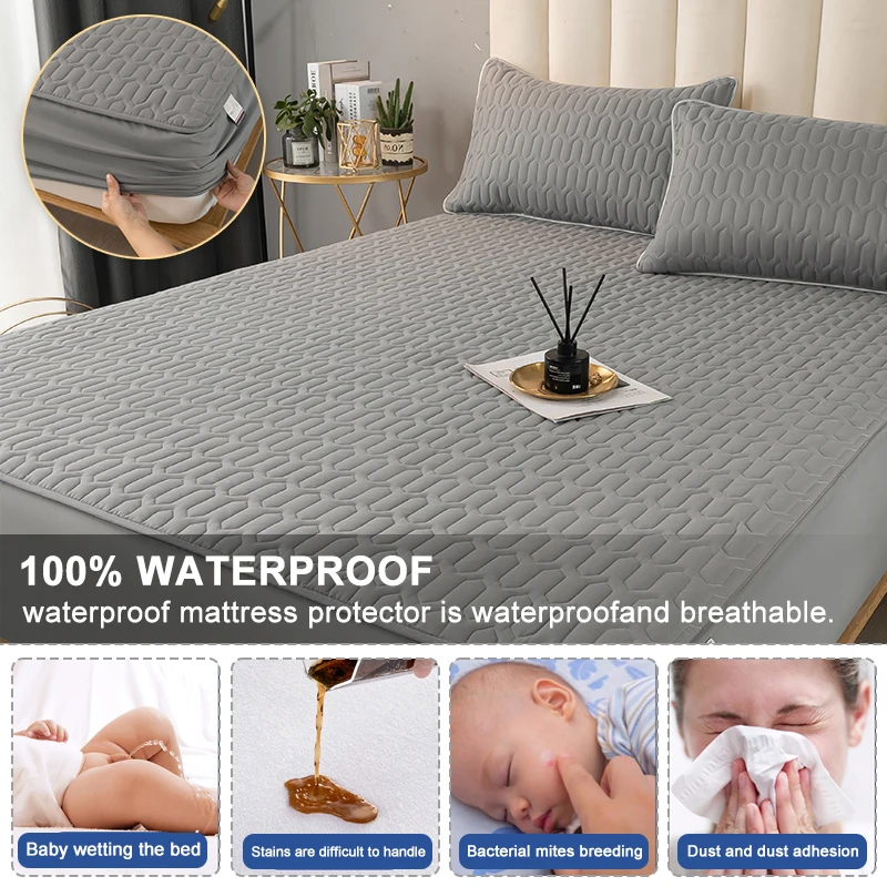 

ETERNAL Waterproof Mattress Covers Elastic Quilted Bed Liner Sheets Protector Queen King Double Fitted Sheet For Free Shipping