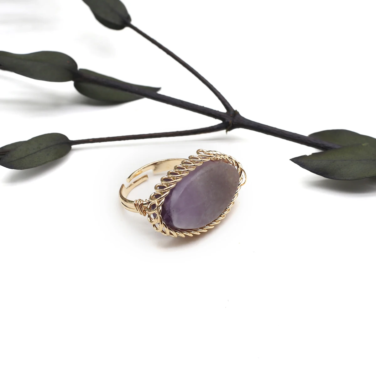 Изысканный натуральный полудрагоценный камень агат флюорит ретро-кольцо