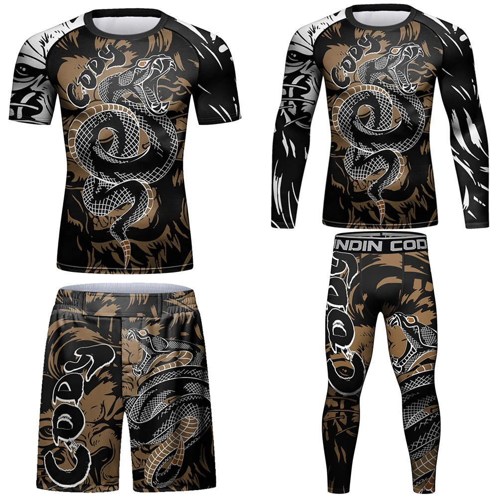 

Комплект футболок и брюк для джиу-джитсу, мужская тренировочная футболка для смешанных боевых искусств, тайского бокса, кикбоксинга, дрессировки в тренажерном зале