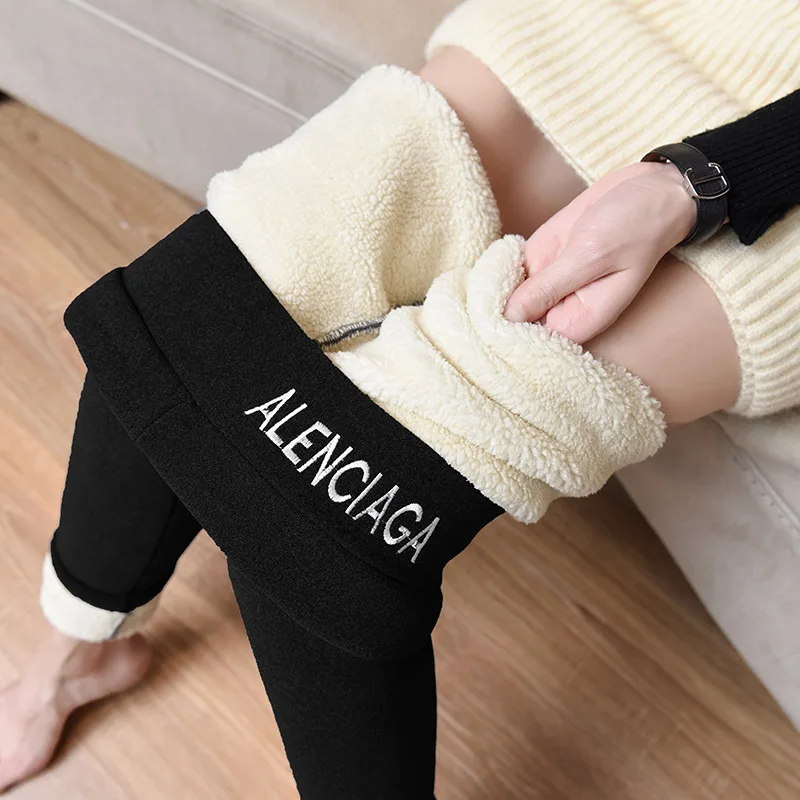 Warm Winter Pants Thick Stretch Pants Velvet Cotton Thermo Leggings for Women Black High Waist Tight 2022 Legging with Fleece