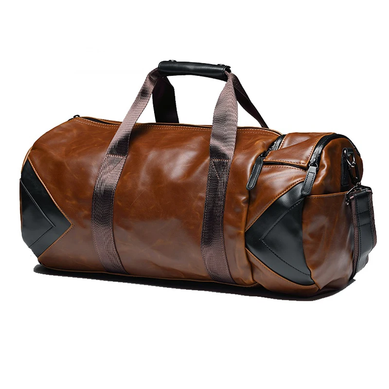 Retro Men PU Travel Bags Handbag Sport Duffle Bags For Short Hiking Casual Waterproof Bucket Duffle Bags