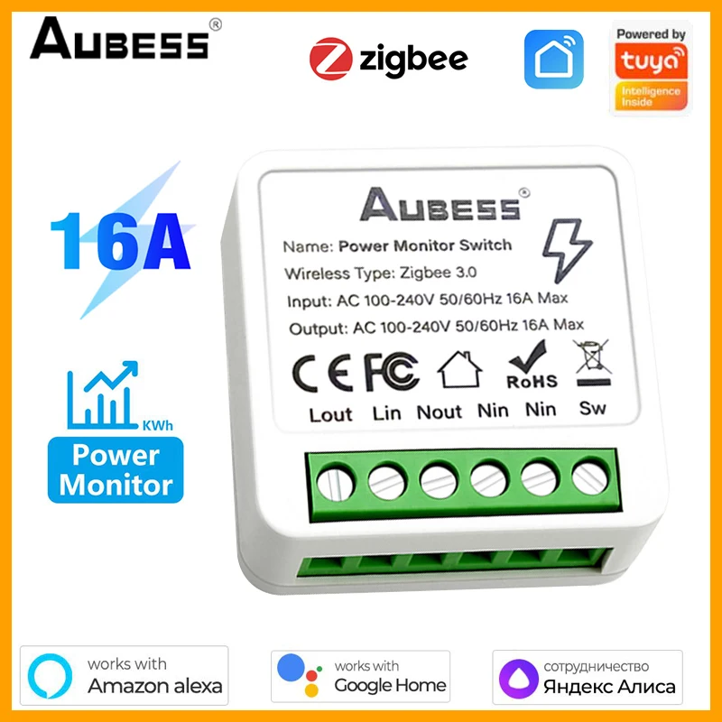 

Tuya Smart Switch Module Zigbee With Energy Monitor 16A Switch Breaker Smart Home Automation Work With Alexa Google Home Alice