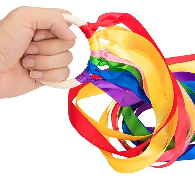 Забавные детские ленты для детского сада запястья радужная танцевальная лента