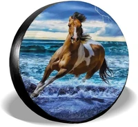 delerain running horse spare tire covers waterproof dust proof spare wheel cover universal fit for jeep trailer rv suv truck