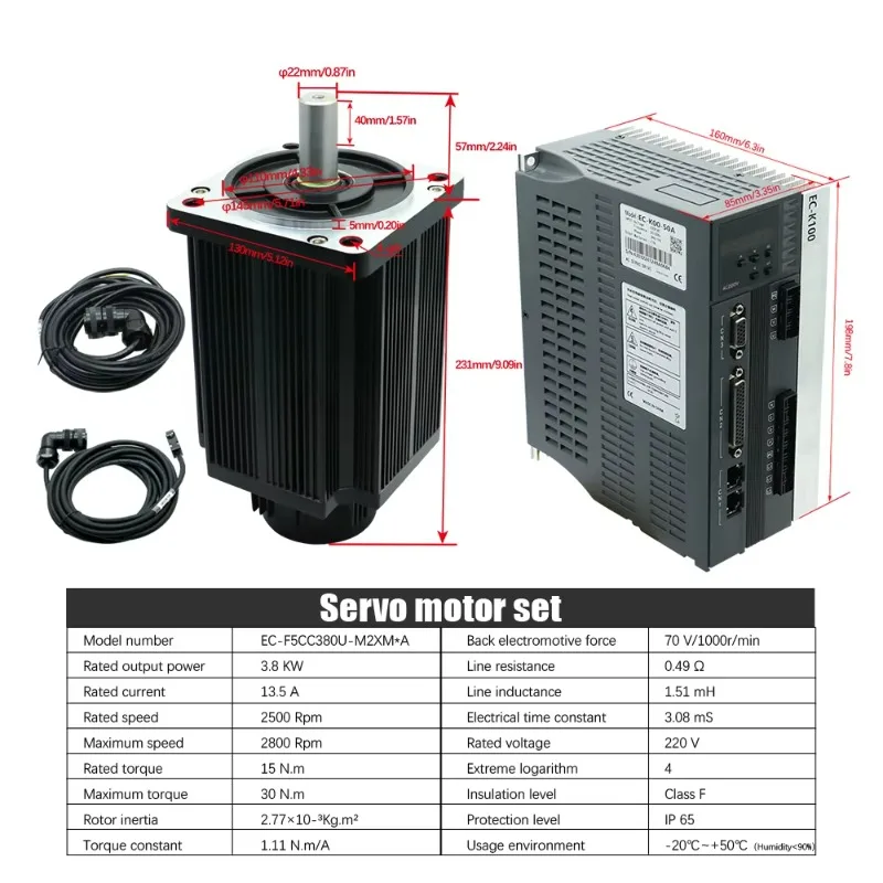 Фото 【Smart】Серводвигатель переменного тока Nema 52 с приводом, 220В, 15Нм, 3.8кВт, 2500 об/мин, RS 485, со склада в ЕС №3