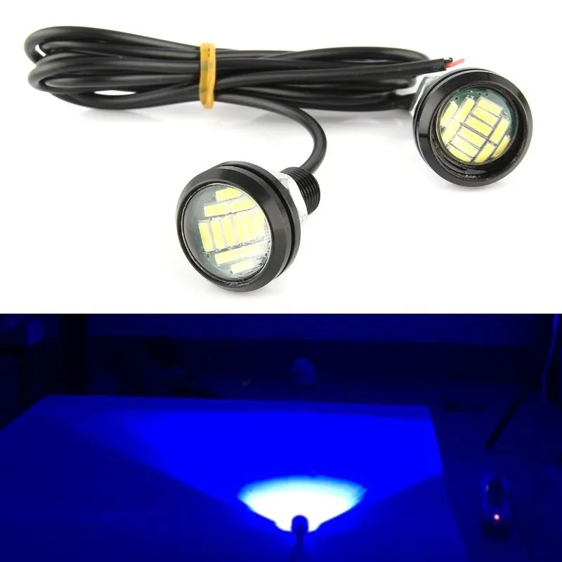 

2 шт. светодиод «Орлиный глаз» 23 мм 4014 12SMD Автомобильные дневные ходовые огни заднего хода указатели поворота лампы для номерного знака автомобиля Белый орлиный глаз