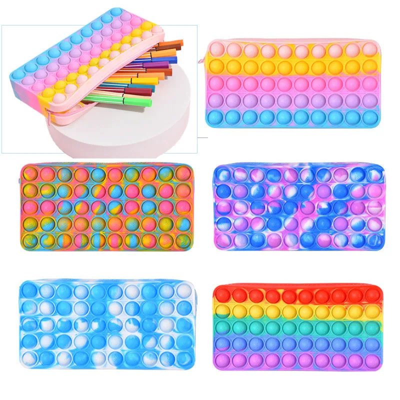 

Чехол-карандаш Pop, фиджет-игрушка, популярная цветная женская сумка для хранения, косметичка для подарка для мальчиков и девочек