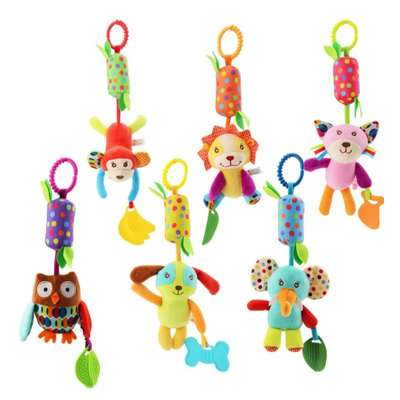 

Newborn Baby Plush Stroller Toys Baby Rattles Mobiles Cartoon Animal Hanging Bell Educational Baby Toys 0-12 Months Rattles Toy