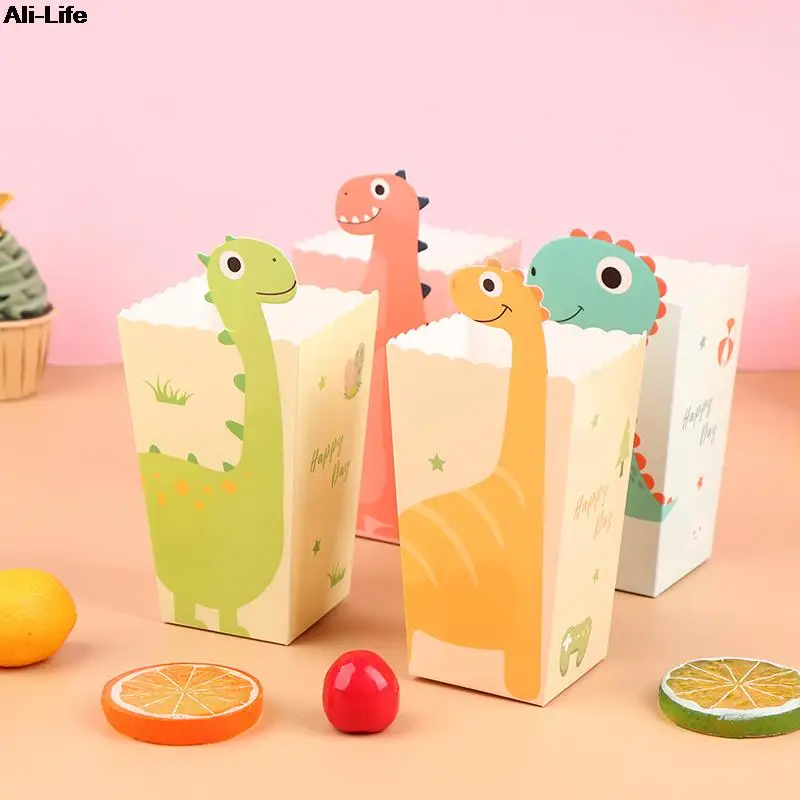 

Hot 12Pcs Cartoon Dinosaur Popcorn Box Dinosaur Theme Birthday Party Decor Kids Snack Box French Fries Fried Chicken Package Box