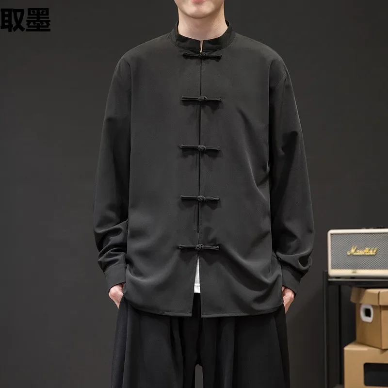 Костюм Тан мужской весенне-осенний костюм в китайском стиле свободная рубашка на