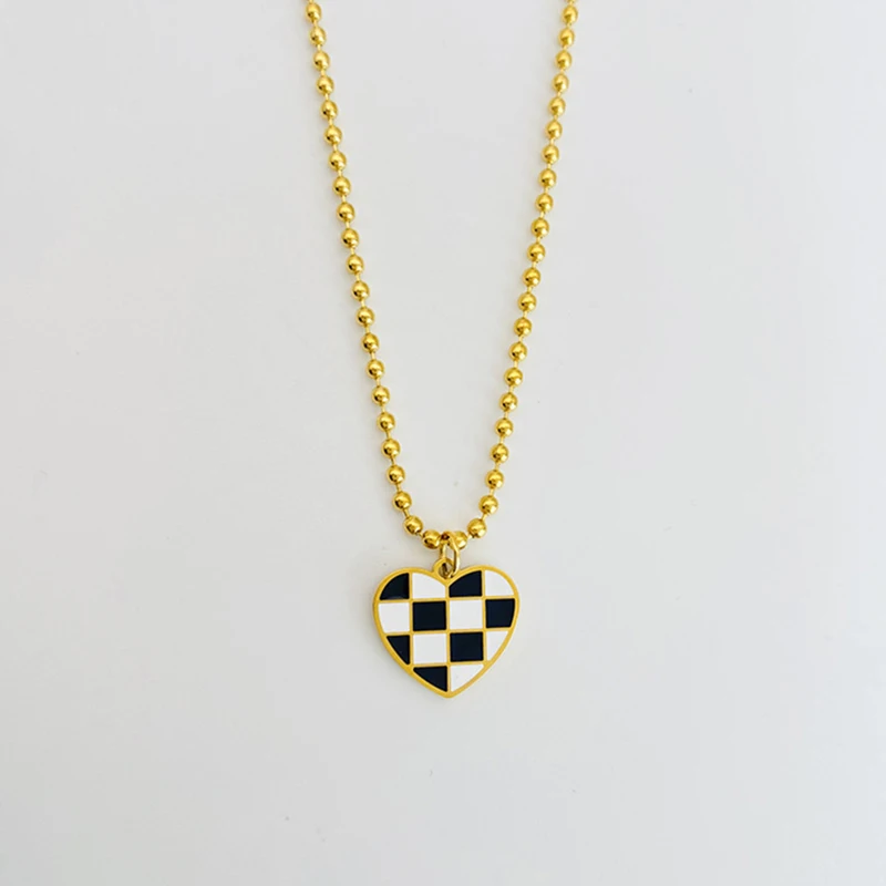 

2022 модные ювелирные изделия, ожерелье с подвеской в форме сердца, не потускнеет, цепочка из нержавеющей стали с бусинами, ожерелье для женщи...