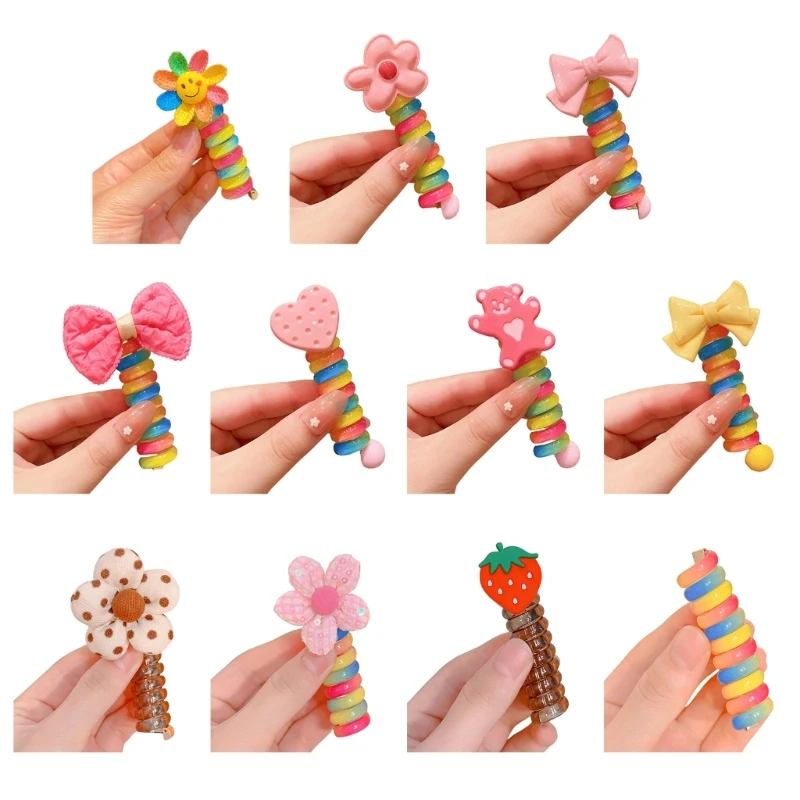 

Elastic Hair Tie Lovely Candy Color Hair Scrunchies for Kids Girls Ponytail Holder Hair Bands with Telephone Wire Style