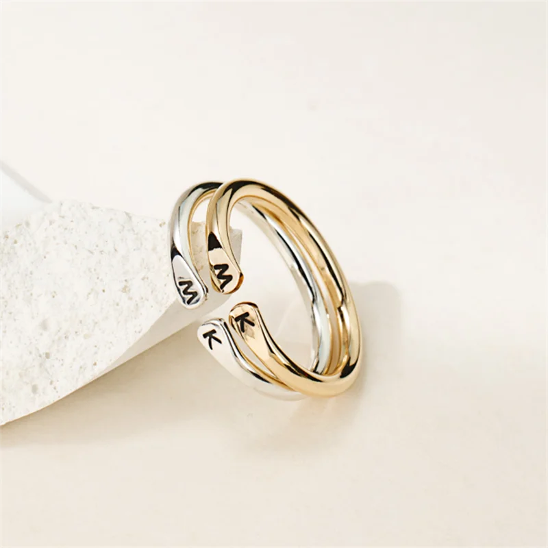 

14k Золотое индивидуальное кольцо с буквами, кольцо с именем на заказ, серебро 925 пробы, ювелирные изделия, устойчивое к потускнению кольцо, золотые женские ювелирные изделия