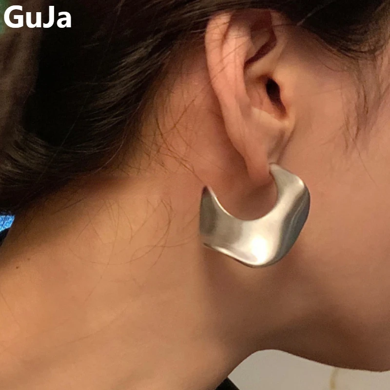 

Modern Jewelry 925 Silver Needle Geometric Metallic Earrings For Women Girl Gift Hip Hop Punk Style Cool Ear Accessories Gift