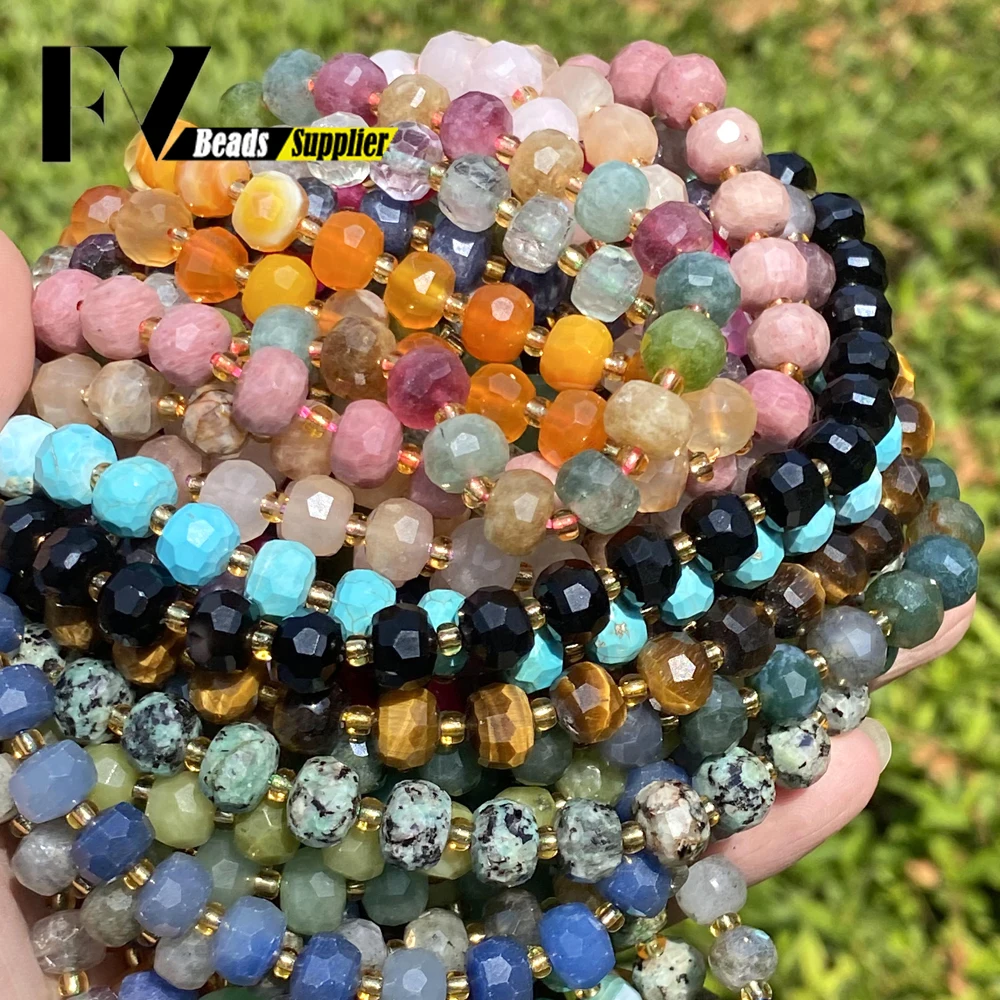 

6x8mm Natural Faceted Rondelle Stone Tiger Eye Agate Quartz Beads for Jewelry Making DIY Necklace Bracelet Earring Accessorise